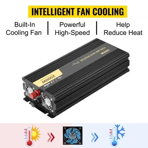 VEVOR 230V Spannungswandler Wechselrichter, 2500W Reiner Sinuswellen Wechselrichter, GYS-2500W 12V DC Pure Sine Wave Power, Reiner Sinus-Wechselrichter Fernbedienung mit Kabel LCD Bildschirm – Bild 3