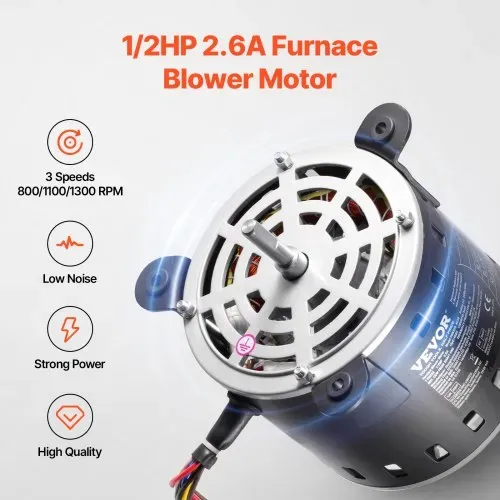 VEVOR 1/2 PS Gebläsemotor, 220 V, 2,6 Ampere, 1300 U/min, 3 Gang (1300/1100/800 U/min), 10 mm Wellendurchmesser, 20 mm Wellenlänge, ROT. CCW vom Wellenende, inkl. CBB60 15 μF/450 V Kondensator VEVOR 1/2 PS Gebläsemotor, 220 V, 2,6 Ampere, 1300 U/min, 3 Gang (1300/1100/800 U/min), 10 mm Wellendurchmesser, 20 mm Wellenlänge, ROT. CCW vom Wellenende, inkl. CBB60 15 μF/450 V Kondensator
