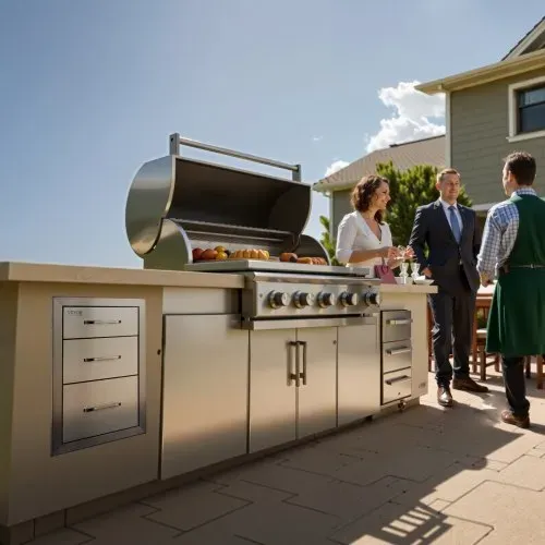 VEVOR Outdoor-Küchenschubladen, Unterputz-Grillschubladen aus Edelstahl mit dreifachem Zugriff und Griff, Grillinselschubladen für Außenküchen oder Terrassen-Grillstationen 356 x 516 x 588 mm – Bild 7