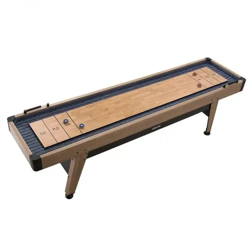 VEVOR Shuffleboard-Tisch 2,7 m mit 8 Pucks für das Spielzimmer zu Hause, Kratzfeste Spielfläche für Flüssiges und Schnelles Puckspiel, Sockelbeine mit Nivellierfüßen für Stabilität, Wachs und Bürste – Bild 8