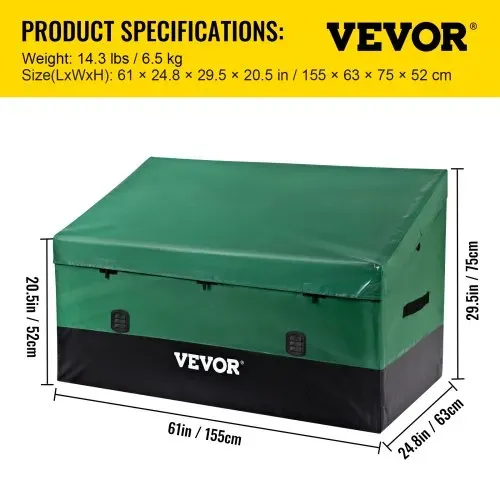 VEVOR 660L Auflagenbox Außenbereich 155x63x75cm Gartenbox aus PE-Plane auf industriellem Niveau Wasserdicht Luftdurchlässig Aufbewahrungsbox Truhe Gartenbox für Gebrauch zu Hause und beim Camping – Bild 6