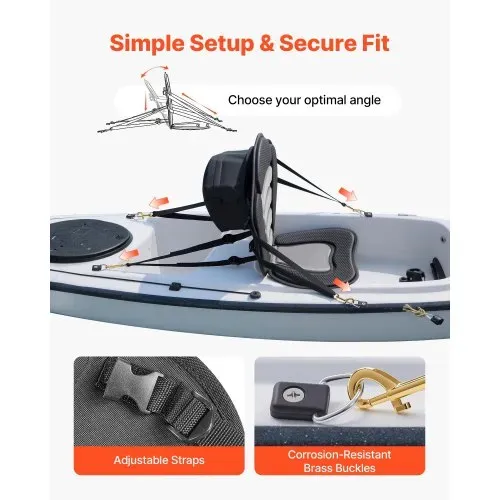 VEVOR 1 x Kajaksitz 12 mm Dicke, Gepolsterter Sitz für Stand-Up-Paddle-Board, Bootssitz mit Rückenlehne & Aufbewahrungstasche & Verstellbaren Gurten für SUP Kanu Angelboot Aufblasbares Kajak – Bild 3
