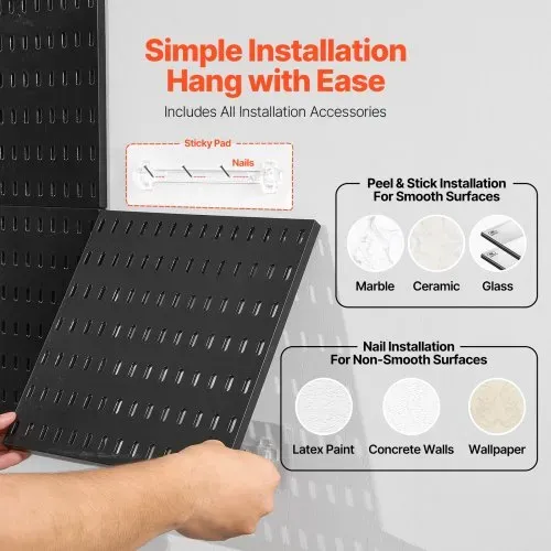 VEVOR Werkzeugwand, 28 x 28 cm, 4er-Set, Kunststoff-Stecktafel-Wand-Organizer-Set mit Zubehör, für Garage, Werkzeugaufbewahrung, Küche, Wohnzimmer, Bastelraum, Büro, Badezimmer, Zuhause, Schwarz – Bild 5