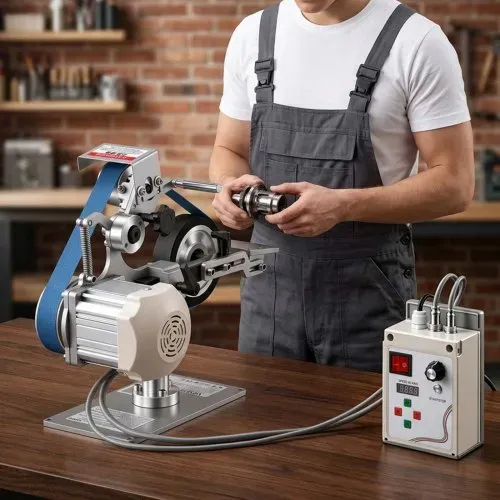 VEVOR Bandschleifmaschine 550 W, Bandschleifer mit 3 Stk. 762x25,4 mm Schleifbändern, 200-5000 U/min Verstellbarer Bandpolierer mit Dualmodi & Max. 21 m/s Bandgeschwindigkeit für Metallbearbeitung – Bild 7