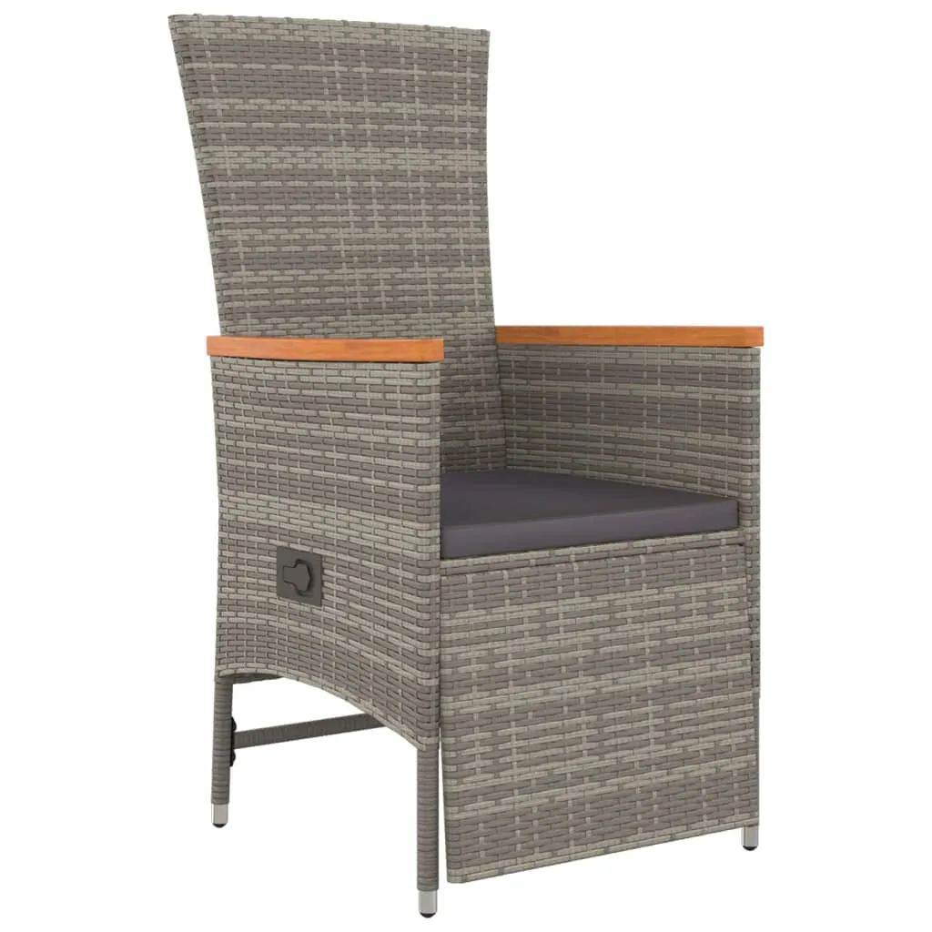 vidaXL 5-tlg. Garten-Essgruppe mit Kissen Grau Poly Rattan – Bild 5