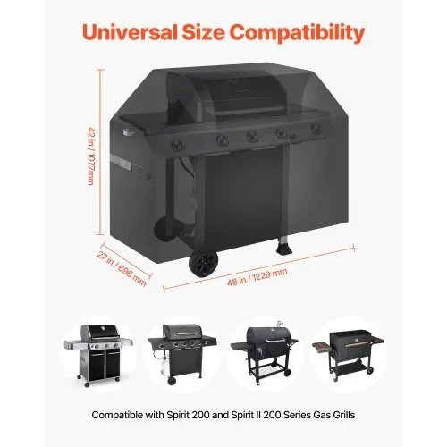 VEVOR Grillabdeckung Abdeckhaube Grillhaube (1219 mm) Abdeckplane für Außengrills, wasserdicht & wetterbeständig, strapazierfähiges 600D-Polyester, einfaches An- und Ausziehen, mit Klettbändern – Bild 3