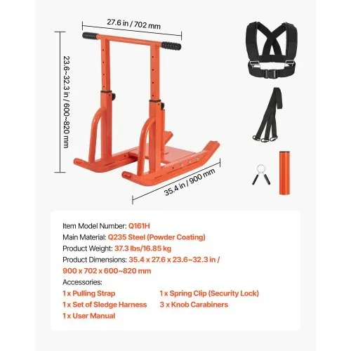 VEVOR Gewichtsschlitten Kraftschlitten Krafttrainingsschlitten mit verstellbarem Griff zur Verbesserung der Geschwindigkeit bei sportlichen Übunge, kompatibel mit 25/51 mm Gewichtsscheiben – Bild 6