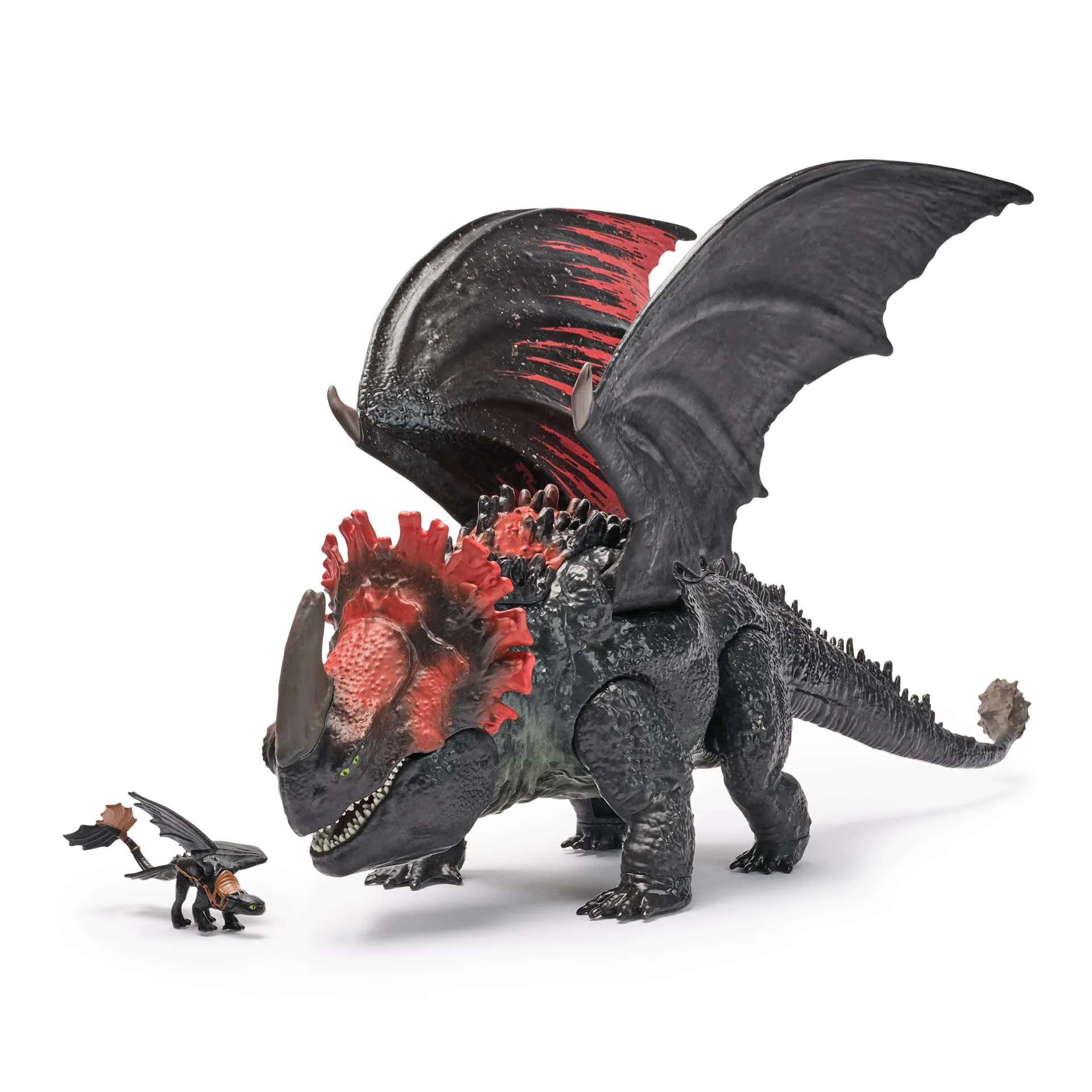 DreamWorks Dragons Drachenzähmen leicht gemacht - Actionfiguren-Set mit Roter Tod-Drachenfigur & Mini Ohnezahn – Bild 2