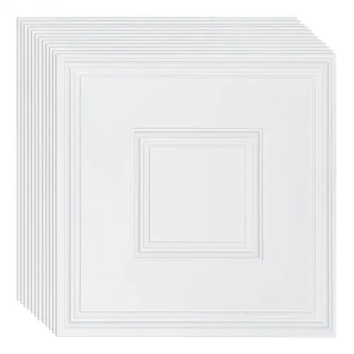 VEVOR Deckenfliesen, 12er-Pack 24 x 24 Zoll, abgehängte Deckenfliesen aus hochwertigem PVC-Blatt, einfache Installation/Zuschneiden, Kunststoff-Deckenfliesen zum Aufkleben, Deckenverkleidung für die Dekoration zu Hause/im Büro, weiß geometrisch – Bild 10