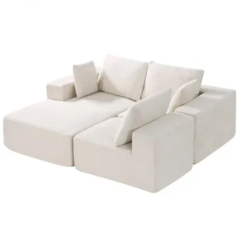 VEVOR Modulares Sofa L-förmiges Ecksofa Schlafsofa mit hochelastischem Schaumstoff & hoher Dichte, gepolstertes Cordsofa (545 kg belastbar / 265 cm lang) mit Kissen für Wohnzimmer Apartment Beige – Bild 10