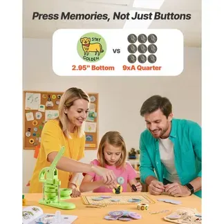 VEVOR Buttonmaschine Knopfmachermaschine Badge Punch Press 75 mm rund, Pinmaker mit 100 Knopfteilen & Kreisschneider & Zauberbuch & verstärkter ergonomischer Griff, DIY Badge Press Machine Grün VEVOR Buttonmaschine Knopfmachermaschine Badge Punch Press 75 mm rund, Pinmaker mit 100 Knopfteilen & Kreisschneider & Zauberbuch & verstärkter ergonomischer Griff, DIY Badge Press Machine Grün