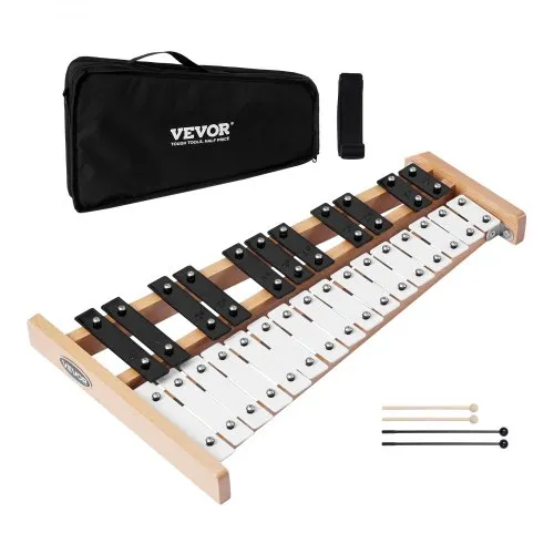 VEVOR Glockenspiel, 27 Noten, professionelles Xylophon-Schlaginstrument, mit SPCC-Klappen & Metalltasten, inklusive 4 Schlägeln, Tragetasche, Musikinstrument für Anfänger, Musikunterricht VEVOR Glockenspiel, 27 Noten, professionelles Xylophon-Schlaginstrument, mit SPCC-Klappen & Metalltasten, inklusive 4 Schlägeln, Tragetasche, Musikinstrument für Anfänger, Musikunterricht