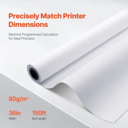 VEVOR Großformatpapier Plotterpapier 45,7 m x 915 mm 4 Rollen CAD-Bond-Rollen mit 50,8 mm Kern, Zeichenrollen für CAD-Zeichnungen, technische Pläne, GIS-Karten und Architekturentwürfe Weiß – Bild 2