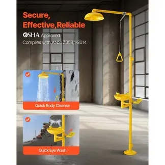 VEVOR Augenspülstation, 870x400x2330 mm, Augenspül- & Duschkombination aus Edelstahl 304, OSHA-zugelassene Erste-Hilfe-Augenreinigungsgerät, für Schulen, Labore, Fabriken, Gelb VEVOR Augenspülstation, 870x400x2330 mm, Augenspül- & Duschkombination aus Edelstahl 304, OSHA-zugelassene Erste-Hilfe-Augenreinigungsgerät, für Schulen, Labore, Fabriken, Gelb