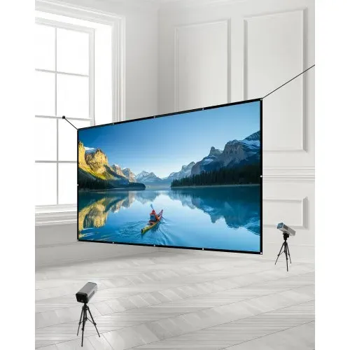VEVOR manuelle Projektionsleinwand Beamer Leinwand, 150 Zoll 16:9 4K 1080 HD, wandmontierte Projektionsleinwand mir mit 12 Haken und doppelseitigen Klebebändern, Filmprojektion für Heimkino – Bild 3
