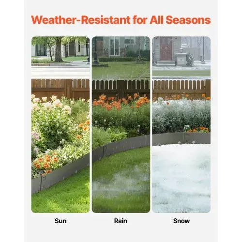 VEVOR Rasenkante 5er-Pack, Beeteinfassung 990x156 mm, Metall-Beetumrandung, biegbare Garteneinfassung, robuste Gartenpalisade, einfach zu installieren, Blumenbeet-Gartenweg-Teiler, dunkelgrau – Bild 2