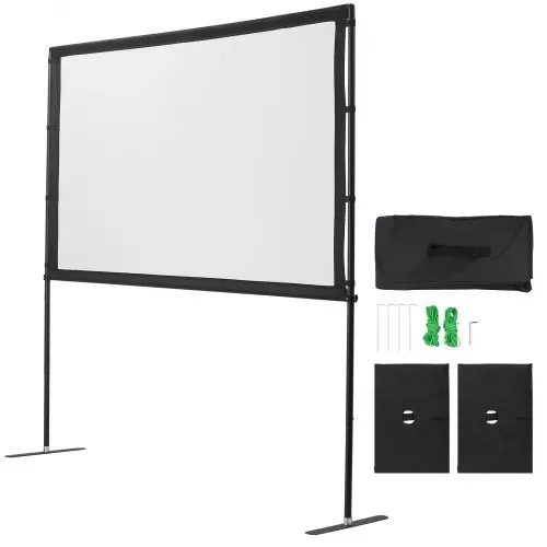 VEVOR Projektionsleinwand (80 Zoll) mit 160° Weitwinkel & Ständer, Beamerleinwand für Projektor innen & außen 16:9 4K HD, tragbare Filmleinwand mit Tragetasche für Heimkino Büro Präsentation – Bild 8
