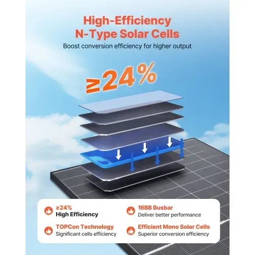 VEVOR Bifaziales Solarpanel 2 Stk. 400W, 16BB N-Typ Monokristallines PV-Modul 24% Wirkungsgrad, IP65 wasserdichtes Solarmodul mit MC4-Ausgang & Alu-Rahmen für Auto, Boot, RV, netzunabhängig – Bild 3