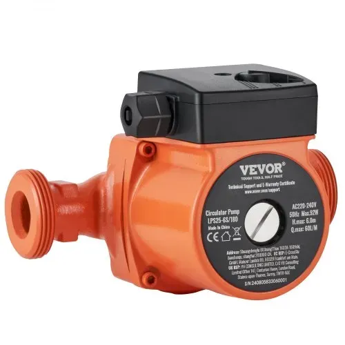 VEVOR Heizungspumpe Umwälzpumpe Pumpe Gusseisen 220 V 92 W, 60l/min Max. Durchflussrate, 6m Max. Förderhöhe, 1-1/2 Zoll Gewindeanschluss, Temperaturbereich Von 2 °C Bis 110 °C, Drei Einstellbare Durchflussraten, Geräuscharm – Bild 9