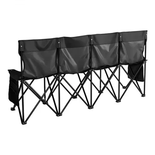 VEVOR tragbare Klappbank Campingbank Sitzbank (4 Personen) mit Seitentaschen & Tragetasche, Mannschaftsbank mit Rückenlehne Seitenbank für Fußball Baseball Camping Outdoor-Aktivitäten Schwarz – Bild 9