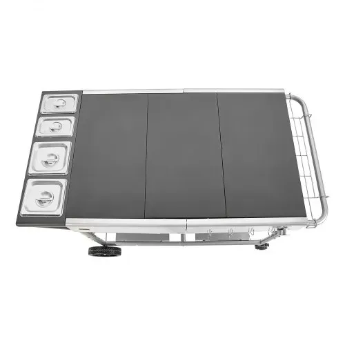 VEVOR Grillwagen Outdoor 925x595x25 mm (Tischplattengröße), Rollbarer Grilltisch mit 4 Gewürzbehältern & Rädern & Deckeln & Haken, Grillvorbereitungstisch Servierwagen für Picknick Küche Garten – Bild 9