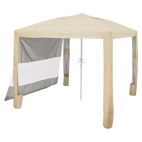 VEVOR Strand-Cabana, 2,4 x 2,4 m Strandüberdachung mit Seitenwand, UPF 50+ Sonnenschutz, Strandpavillon mit Sandsäcken, höhenverstellbarer & tragbarer Sonnenschutz für Familie und Freunde, Khaki – Bild 10