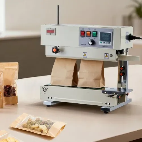 VEVOR Kontinuierliche Versiegelungsmaschine, 6-12 mm Siegelbreite, Vertikal, mit Rollendruck, Siegelmaschine Temperatur & Geschwindigkeit einstellbar, passend für 0,03-0,8 mm Plastikbeutel – Bild 7