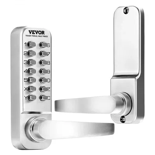 VEVOR mechanisches schlüsselloses Türschloss mit einseitiger Tastatur (14 Tasten), schlüsselloses Türschloss mit Griff, Codeschloss für Haus Büro Außenzaun Hof Silber (35-65 mm starke Tür) – Bild 8