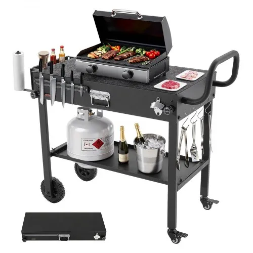 VEVOR Grillwagen Outdoor 787×432 mm (Tischplattengröße), Klappbarer Grilltisch mit Taschentuchhalter & Rädern & magnetischer Werkzeugablage, Grillvorbereitungstisch Servierwagen für Picknick Küche VEVOR Grillwagen Outdoor 787×432 mm (Tischplattengröße), Klappbarer Grilltisch mit Taschentuchhalter & Rädern & magnetischer Werkzeugablage, Grillvorbereitungstisch Servierwagen für Picknick Küche