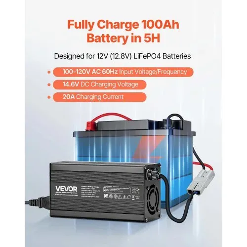 VEVOR 12 V 20 A Batterieladegerät, 14,6 V, DC Ladespannung, mit Anderson-Anschluss, LED-Anzeige, 0-V-Aktivierung, für Lithium-LiFePO4-Deep-Cycle-Akkus von Booten, Wohnmobilen VEVOR 12 V 20 A Batterieladegerät, 14,6 V, DC Ladespannung, mit Anderson-Anschluss, LED-Anzeige, 0-V-Aktivierung, für Lithium-LiFePO4-Deep-Cycle-Akkus von Booten, Wohnmobilen
