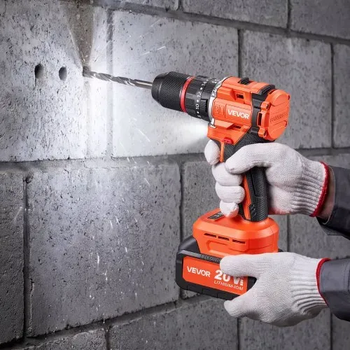 VEVOR Akku-Schlagbohrschrauber 20V 12,7mm 30.000IPM 500U/min/2.000 U/min, zum Bohren in Holz & Metall sowie zum Schrauben, 4000-mAh-Lithium-Ionen-Akku & Ladegerät, mit Ganzmetall-Bohrfutter, 65 Nm – Bild 7