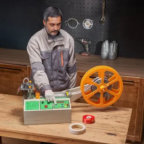 VEVOR Automatische Gurtbandschneidemaschine, Heiß- & Kaltbandschneider mit einstellbarer Temperatur und LCD-Display, Reißverschlussbandschneider für Nylongurte, Gummibänder, Schnürsenkel – Bild 7