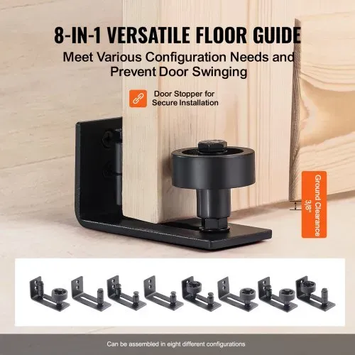 VEVOR Scheunentor und Hardware-Set Schiebetürsystem, 762 x 2133,6 mm Holz-Schiebetor, sanft und leise, Scheunentor-Set mit 8-in-1-Bodenführung und Türgriff, Fichtenholz-Platte – Bild 4