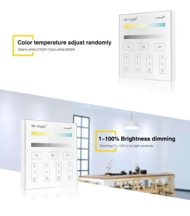 MiBoxer T2 LED Fernbedienung Smart Panel dual white (CCT) 4-Zonen – Bild 6