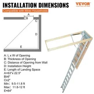VEVOR Teleskopleiter 158,8 kg Stehleiter 12 Stufen Installationshöhe von 290 bis 300 cm oder 341 bis 366 cm Klappleiter Aluminium + Holz Haushaltsleiter mit hydraulisch gedämpftem Abstiegsdesign VEVOR Teleskopleiter 158,8 kg Stehleiter 12 Stufen Installationshöhe von 290 bis 300 cm oder 341 bis 366 cm Klappleiter Aluminium + Holz Haushaltsleiter mit hydraulisch gedämpftem Abstiegsdesign