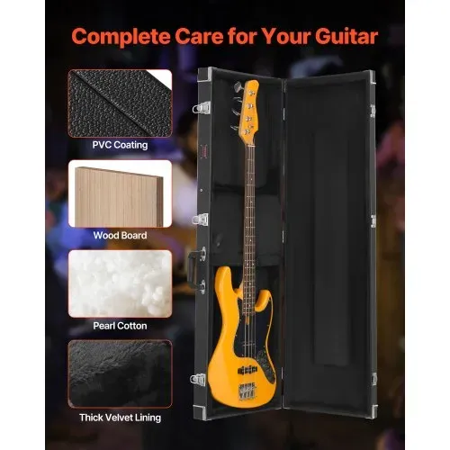VEVOR Gitarrenkoffer Hartschalenkoffer für Bassgitarre Case 122cm / 48,03 inch Abschließbar – Bild 3