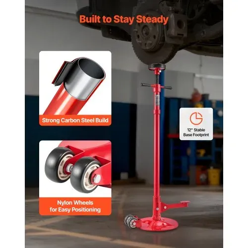 VEVOR Unterhub-Stützständer 1 t Rollbar, Höhenverstellbarer (1320–2033 mm) Wagenheberständer mit Kugelgelagertem Drehgriff & Pedal, zur Unterstützung von Fahrzeugkomponenten Autoreparatur – Bild 3