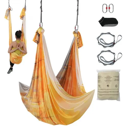 VEVOR Aerial Yoga Hängematte Set 5 x 2,8 m, Golden Aerial Yoga Swing Air Fliegen, Yoga-Schaukel Hammock Swing 1000 kg Max. Tragfähigkeit, inkl. Yoga-Socken & Stahlkarabiner, Anti-Gravity-Übungen VEVOR Aerial Yoga Hängematte Set 5 x 2,8 m, Golden Aerial Yoga Swing Air Fliegen, Yoga-Schaukel Hammock Swing 1000 kg Max. Tragfähigkeit, inkl. Yoga-Socken & Stahlkarabiner, Anti-Gravity-Übungen