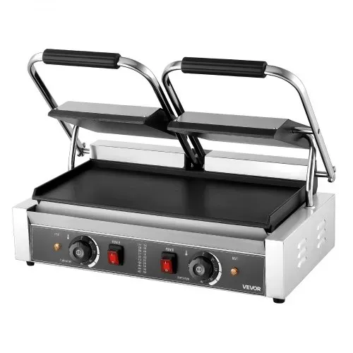 VEVOR kommerzieller Kontaktgrill 3600 W Elektrogrill Sandwichmaker (Doppelbackplatten) Panini Presse aus Edelstahl mit Temperaturregelung, 48 x 23 cm flache Emailleplatte, für Hamburger Steak Speck – Bild 9