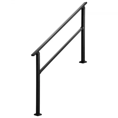 VEVOR Handlauf 138 cm, Treppengeländer-Set für 4–5 Stufen, schwarzes Vierkantrohr mit horizontaler Stange, Stützgeländer aus Karbonstahl für Senioren, Beton- & Decktreppen – Bild 9