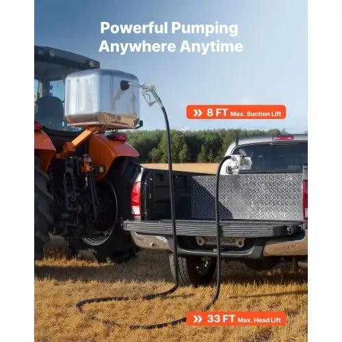 VEVOR Kraftstoffpumpe, 12 V DC, 57 L/min, Dieselpumpen-Set aus Gusseisen, mit manueller Absperrdüse, Förderschlauch, Überhitzungsschutz, 1/3 PS, explosionsgeschützt, für Benzin, Diesel & Kerosin – Bild 2