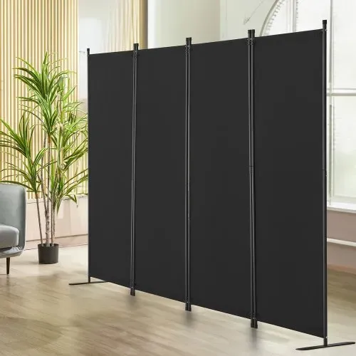 VEVOR Raumteiler Trennwand 4-teiliger Paravent Stellwand, faltbarer Sichtschutz für Büro Schlafzimmer Esszimmer Arbeitszimmer Balkon, Raumtrenner freistehend (228 x 45 x 172,5 cm), Schwarz – Bild 7