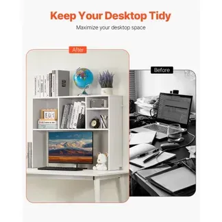 VEVOR Schreibtisch Bücherregal 1-stufiger Organizer (94 x 24 x 73 cm) Tischregale Schreibtisch Organizer Ausstellungsregal aus Spanplatten mit rutschfesten Füßen, für Büro Wohnheim, Weiß VEVOR Schreibtisch Bücherregal 1-stufiger Organizer (94 x 24 x 73 cm) Tischregale Schreibtisch Organizer Ausstellungsregal aus Spanplatten mit rutschfesten Füßen, für Büro Wohnheim, Weiß