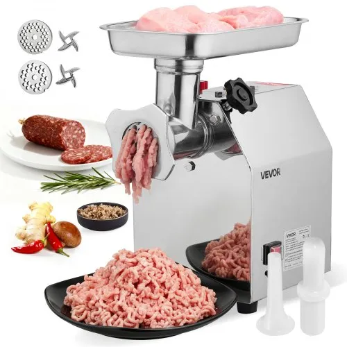 VEVOR elektrischer Fleischwolf mit 3,2 kg/min Kapazität, industrieller 850 W Tisch-Fleischwolf mit Klinge & Mahlplatte, Wurstmaschine, kommerzieller Fleischwolf aus Edelstahl für Küche Restaurant VEVOR elektrischer Fleischwolf mit 3,2 kg/min Kapazität, industrieller 850 W Tisch-Fleischwolf mit Klinge & Mahlplatte, Wurstmaschine, kommerzieller Fleischwolf aus Edelstahl für Küche Restaurant