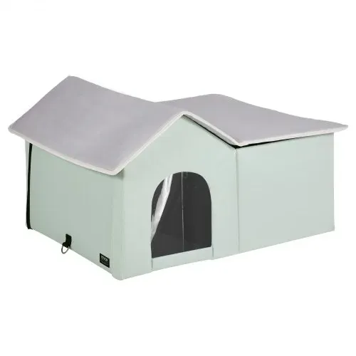 VEVOR Beheiztes Katzenhaus, Katzenunterschlupf für draußen mit einstellbarer Temperatur und Timer, faltbarer Katzenunterschlupf aus 600D Oxford-Gewebe mit beheiztem Kissen für den Winter, um es warm und gemütlich zu haben, grün (groß) – Bild 10