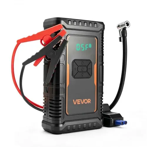 VEVOR Starthilfe Powerbank mit Luftkompressor 1600 A Spitzenleistung für 6,0-L-Benzin- / 3,0-L-Dieselmotoren, 150 psi Reifendruck, Automatische Abschaltung, 12-V-Ladegerät und LED-Taschenlampe – Bild 8