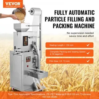 VEVOR Automatische Partikelverpackungsmaschine, 0,002–0,22 lbs/1–100 g, multifunktionale Beutel-Pulverbeutel-Beschwerungs-Füllverpackungsmaschine, Pulverfüllmaschine für Tee, Samen, Körner, Mehl, Bohn VEVOR Automatische Partikelverpackungsmaschine, 0,002–0,22 lbs/1–100 g, multifunktionale Beutel-Pulverbeutel-Beschwerungs-Füllverpackungsmaschine, Pulverfüllmaschine für Tee, Samen, Körner, Mehl, Bohn