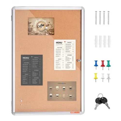 VEVOR 36"x24" geschlossene Korktafel mit Aluminiumrahmen – abschließbares Schwarzes Brett mit Acryltür und 2 Schlüsseln – wetterfeste Wandvitrine für Schule, Zuhause, Büro – Bild 8