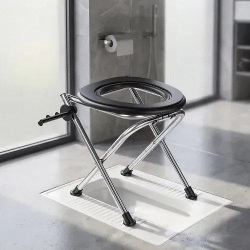 VEVOR Tragbare Campingtoilette 160 kg Belastbar, Faltbare Reisetoilette aus Edelstahl mit Weichem Sitz & Tücherhalter, Geeignet für Lkw-Fahrer Wohnmobilreisen Camping Autoreise Outdoor-Aktivitäten – Bild 7