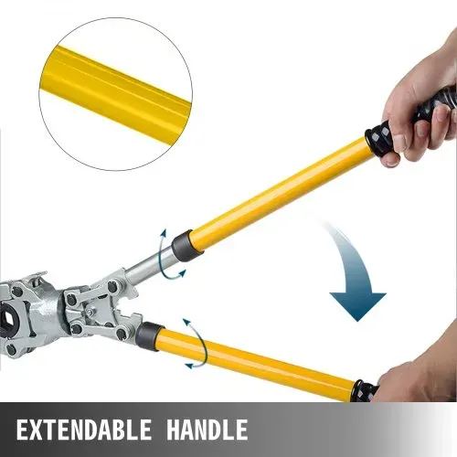 VEVOR Presszange TH 16, TH 20, TH 26, TH 32, Crimpzange Presszange Ø 16-32 m, Rohrpresszange Gelb, Stahl Quetschzange mit Ergonomischem und Rutschfestem Griff, Rohrcrimpzange 530-750 mm Ausziehbar – Bild 3